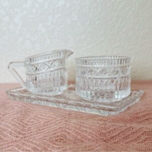Vintage cream & sugar set, glass, GUC